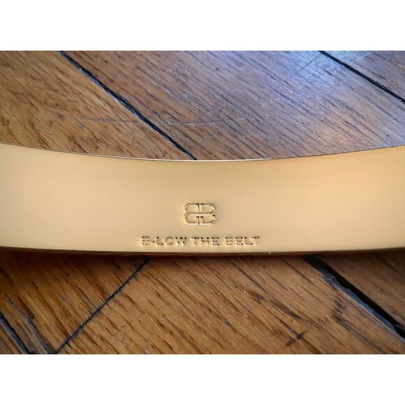 B-LOW THE BELT Tan Leather Waist Belt w/Gold Plate sz S/M - Picture 8 of 14